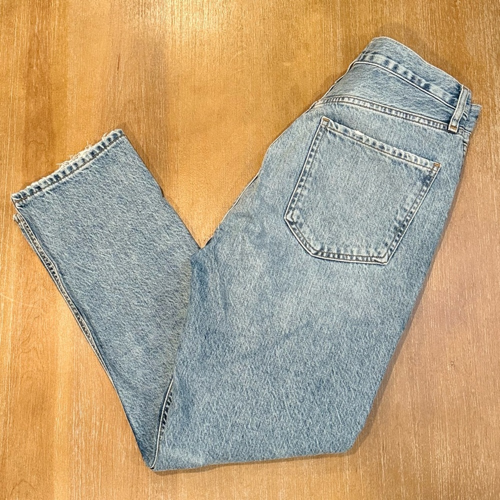 AGOLDE Riley High-Rise Straight Leg Blue Jeans Button Fly Crop Sz 26
